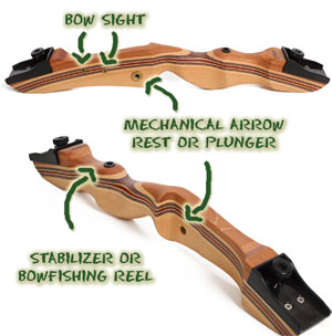 Keshes Takedown recurve bow attachment points